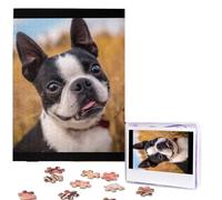 Jigsaw Puzzle 500 Pieces Personalized Wooden Picture from Photos Puzzles Custom Puzzle from Pictures Lovely Boston Terrier Puzzles for Adults Family Birthday Christmas Valentine's Day Gifts