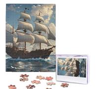 Jigsaw Puzzle 500 Pieces Personalized Wooden Picture from Photos Puzzles Custom Puzzle from Pictures Nautical Vintage Ship Puzzles for Adults Family Birthday Christmas Valentine's Day Gifts