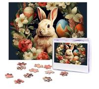 Jigsaw Puzzle 500 Pieces Personalized Wooden Picture from Photos Puzzles Custom Puzzle from Pictures Easter bunny and flowers Puzzles for Adults Family Birthday Christmas Valentine's Day Gifts