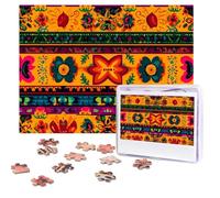 Jigsaw Puzzle 500 Pieces Personalized Wooden Picture from Photos Puzzles Custom Puzzle from Pictures Mexican Folk Art Puzzles for Adults Family Birthday Christmas Valentine's Day Gifts