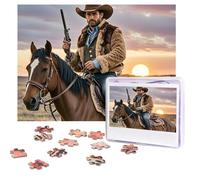 Jigsaw Puzzle 500 Pieces Personalized Wooden Picture from Photos Puzzles Custom Puzzle from Pictures Cowboy West Puzzles for Adults Family Birthday Christmas Valentine's Day Gifts