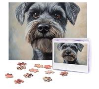 Jigsaw Puzzle 500 Pieces Personalized Wooden Picture from Photos Puzzles Custom Puzzle from Pictures Schnauzer Puzzles for Adults Family Birthday Christmas Valentine's Day Gifts