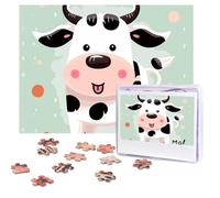 Jigsaw Puzzle 500 Pieces Personalized Wooden Picture from Photos Puzzles Custom Puzzle from Pictures Cute Cow Polka Dot Puzzles for Adults Family Birthday Christmas Valentine's Day Gifts
