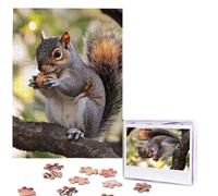 Jigsaw Puzzle 500 Pieces Personalized Wooden Picture from Photos Puzzles Custom Puzzle from Pictures Nut-eating squirrel Puzzles for Adults Family Birthday Christmas Valentine's Day Gifts