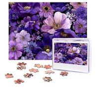 Jigsaw Puzzle 500 Pieces Personalized Wooden Picture from Photos Puzzles Custom Puzzle from Pictures Purple Floral Puzzles for Adults Family Birthday Christmas Valentine's Day Gifts