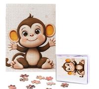 Jigsaw Puzzle 500 Pieces Personalized Wooden Picture from Photos Puzzles Custom Puzzle from Pictures cute monkey Puzzles for Adults Family Birthday Christmas Valentine's Day Gifts