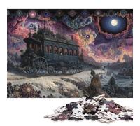 Jigsaw Puzzle 500 Pieces Phantom Coach in Surreal Realm Square Puzzles for Adults And Wooden Puzzles Home Decoration Puzzle Toys 500pcs (52x38cm)