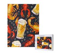 Jigsaw Puzzle 500 Pieces Puzzles for Adults, Beer and crawfish pattern Printed Game Jigsaw Puzzles for Home Wall Decor Gifts, 15 x 20.4 Inch