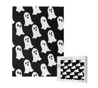 Jigsaw Puzzle 500 Pieces Puzzles for Adults, Cute White Ghost Halloween Pattern Printed Game Jigsaw Puzzles for Home Wall Decor Gifts, 15 x 20.4 Inch