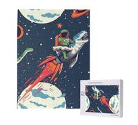 Jigsaw Puzzle 500 Pieces Puzzles for Adults, Funny Astronaut Cute Dinosaur Rocket Printed Game Jigsaw Puzzles for Home Wall Decor Gifts, 15 x 20.4 Inch