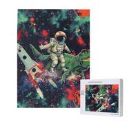 Jigsaw Puzzle 500 Pieces Puzzles for Adults, Funny Astronaut Dinosaur Rocket Printed Game Jigsaw Puzzles for Home Wall Decor Gifts, 15 x 20.4 Inch