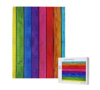 Jigsaw Puzzle 500 Pieces Puzzles for Adults, Rainbow Colored Wood Background Printed Game Jigsaw Puzzles for Home Wall Decor Gifts, 15 x 20.4 Inch