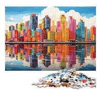 Jigsaw Puzzle 500 Pieces Rainbow City Skyline Square Puzzles for Adults And Wooden Puzzles Home Decoration Puzzle Toys 500pcs (52x38cm)