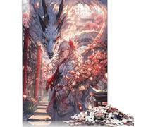 Jigsaw Puzzle 500 Pieces Sakura Anime Girl Dragon Square Puzzles for Adults And Wooden Puzzles Home Decoration Puzzle Toys 500pcs (52x38cm)