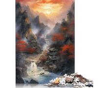 Jigsaw Puzzle 500 Pieces Sunset In Japanese Square Puzzles for Adults And Wooden Puzzles Home Decoration Puzzle Toys 500pcs (52x38cm)
