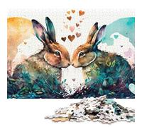 Jigsaw Puzzle 500 Pieces Two Rabbit Love Square Puzzles for Adults And Wooden Puzzles Home Decoration Puzzle Toys 500pcs (52x38cm)