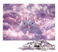 Jigsaw Puzzle 500 Pieces Two White Bunnies in Pink Square Puzzles for Adults And Wooden Puzzles Home Decoration Puzzle Toys 500pcs (52x38cm)