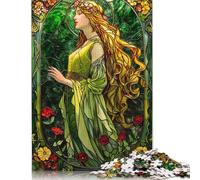 Jigsaw Puzzle 500 Pieces Woman Stained Glass Square Puzzles for Adults And Wooden Puzzles Home Decoration Puzzle Toys 500pcs (52x38cm)