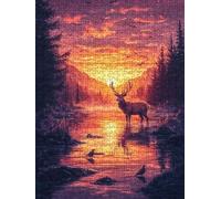 Jigsaw Puzzle 5000 Piece, Deer Sunset Puzzles for Adults 5000, Jigsaw Puzzle Games Classic Educational, Wooden Puzzles, The Impossible Challenge, for Home Wall Decoration Gift BXHZW1-700
