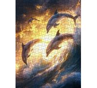 Jigsaw Puzzle 5000 Piece, Dolphin Animals Puzzles for Adults 5000, Jigsaw Puzzle Games Classic Educational, Wooden Puzzles, The Impossible Challenge, for Home Wall Decoration Gift BXHZW1-307