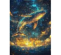 Jigsaw Puzzle 5000 Piece, Dolphin Girl Puzzles for Adults 5000, Jigsaw Puzzle Games Classic Educational, Wooden Puzzles, The Impossible Challenge, for Home Wall Decoration Gift BXHZW1-308