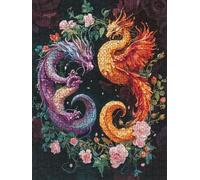 Jigsaw Puzzle 5000 Piece, Flower Double Dragon Puzzles for Adults 5000, Jigsaw Puzzle Games Classic Educational, Wooden Puzzles, The Impossible Challenge, for Home Wall Decoration Gift BXHZW1-427