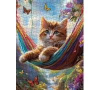 Jigsaw Puzzle 5000 Piece, Hammock Cat Puzzles for Adults 5000, Jigsaw Puzzle Games Classic Educational, Wooden Puzzles, The Impossible Challenge, for Home Wall Decoration Gift BXHZW1-210