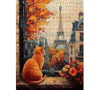 Jigsaw Puzzle 5000 Piece, Paris Tower Cat Puzzles for Adults 5000, Jigsaw Puzzle Games Classic Educational, Wooden Puzzles, The Impossible Challenge, for Home Wall Decoration Gift BXHZW1-15