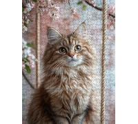 Jigsaw Puzzle 5000 Piece, Peach Blossom Cat Puzzles for Adults 5000, Jigsaw Puzzle Games Classic Educational, Wooden Puzzles, The Impossible Challenge, for Home Wall Decoration Gift BXHZW1-874