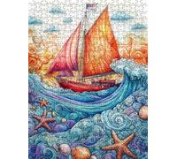 Jigsaw Puzzle 5000 Piece, Starfish Sailboat Puzzles for Adults 5000, Jigsaw Puzzle Games Classic Educational, Wooden Puzzles, The Impossible Challenge, for Home Wall Decoration Gift BXHZW1-309
