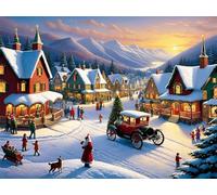 Jigsaw Puzzle 5000 Pieces Cozy Town, Premium Jigsaws 5000 pieces for Adults & Teens, Precision Fit Thick Board, for for Men & Women, Finished Size 156x105cm Winter