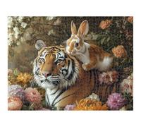 Jigsaw Puzzle 5000 Pieces for Adults, Tiger & Rabbit Wooden Puzzle, 1T#557