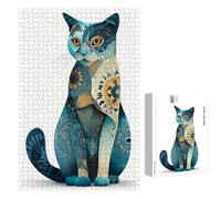 Jigsaw Puzzle 520 Pieces for Adults - Cat & Abstract - Wooden Pieces with Classic Fit & HD Print - Stress Relief Hobby & Home Decor - 52 x 38 cm - Not for Children under 14 P3#1167