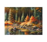 Jigsaw Puzzle 52x38cm/1000pcs for Adults Autumnal Forest Reflections Jigsaw Puzzle Family Game Difficult Hard Deal As Gifts for The Whole Family 52x38cm/1000pcs