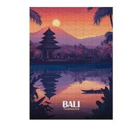 Jigsaw Puzzle 52x38cm/1000pcs for Adults Bali, Indonesia Sunset Illustration Puzzle for Adults Relax Games Perfect Decoration for Birthday, Chrismas 52x38cm/1000pcs