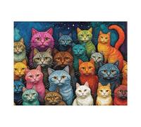 Jigsaw Puzzle 52x38cm/1000pcs for Adults Colorful Cats Collection Teenagers Puzzles Hands-on Game Hand Speed Race Deal As Gifts for The Whole Family 52x38cm/1000pcs