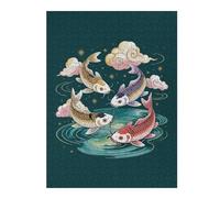 Jigsaw Puzzle 52x38cm/1000pcs for Adults Four Koi Fish in A Circle Teenagers Puzzles Hands-on Game Hand Speed Race Deal As Gifts for The Whole Family 52x38cm/1000pcs