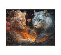 Jigsaw Puzzle 52x38cm/1000pcs for Adults Golden And Silver Tigers A Digital Artwork Jigsaw Puzzle Family Game Difficult Hard Deal As Gifts for The Whole Family 52x38cm/1000pcs