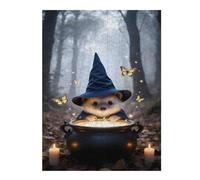 Jigsaw Puzzle 52x38cm/1000pcs for Adults Hedgehog Wizard with Cauldron in Forest Puzzle for Adults Relax Games Perfect Decoration for Birthday, Chrismas 52x38cm/1000pcs