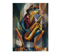 Jigsaw Puzzle 52x38cm/1000pcs for Adults Jazz Toad - Sax & Swagger in Cubist Color Puzzle for Adults Relax Games Perfect Decoration for Birthday, Chrismas 52x38cm/1000pcs