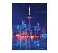 Jigsaw Puzzle 52x38cm/1000pcs for Adults Toronto Skyline at Night Puzzle for Adults Relax Games Perfect Decoration for Birthday, Chrismas 52x38cm/1000pcs