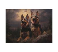 Jigsaw Puzzle 52x38cm/1000pcs for Adults Two German Shepherds at Dusk Jigsaw for Adults Anti-Stress Toys Presents for Women Stress Reduction Gifts 52x38cm/1000pcs