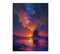 Jigsaw Puzzle 52x38cm/1000pcs for Adults Volcanic Sunset Reflections Jigsaw Puzzle Family Game Difficult Hard Deal As Gifts for The Whole Family 52x38cm/1000pcs