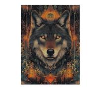 Jigsaw Puzzle 52x38cm/1000pcs for Adults Wolf with Golden Eyes Geometric Style Puzzle for Adults Relax Games Perfect Decoration for Birthday, Chrismas 52x38cm/1000pcs