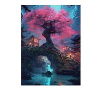 Jigsaw Puzzle 52x38cm/1000pcs for Teenagerss Cherry Blossom Temple Reflections Puzzle for Adults Hands-on Game Precision Cutting Deal As Gifts for The Whole Family 52x38cm/1000pcs