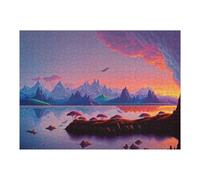 Jigsaw Puzzle 52x38cm/1000pcs for Teenagerss Distant Mountains Reflecting in Calm Waters Puzzles for Adults Family Game Hand Speed Race Stress Reduction Gifts 52x38cm/1000pcs