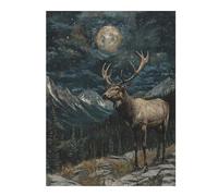 Jigsaw Puzzle 52x38cm/1000pcs for Teenagerss Elk Under Moonlight Adult Puzzles Hands-on Game Birthday Present Deal As Gifts for The Whole Family 52x38cm/1000pcs