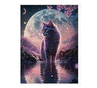 Jigsaw Puzzle 52x38cm/1000pcs for Teenagerss Mystical Moonlit Cat Puzzle for Adults Hands-on Game Precision Cutting Deal As Gifts for The Whole Family 52x38cm/1000pcs