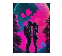 Jigsaw Puzzle 52x38cm/1000pcs for Teenagerss Neon Romance Astronauts Under The Moonlight Puzzles for Adults Family Game Hand Speed Race Stress Reduction Gifts 52x38cm/1000pcs