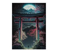 Jigsaw Puzzle 52x38cm/1000pcs for Teenagerss Neon Torii Gate Dreamscape Teenagers Puzzles Fun Games Pattern Assembly Help The Brain Exercise 52x38cm/1000pcs